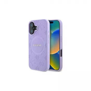 Guess GUHMP16MPSAPSMEU iPhone 16 Plus 6,7 Zoll Lila Hardcase Saffiano Peony Classic Logo MagSafe