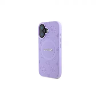 Guess GUHMP16MPSAPSMEU iPhone 16 Plus 6,7 Zoll Lila Hardcase Saffiano Peony Classic Logo MagSafe