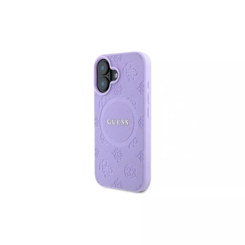 Guess GUHMP16MPSAPSMEU iPhone 16 Plus 6,7 Zoll Lila Hardcase Saffiano Peony Classic Logo MagSafe