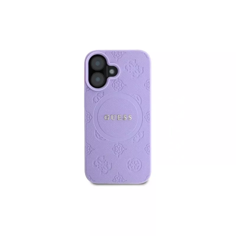 Guess GUHMP16MPSAPSMEU iPhone 16 Plus 6,7 Zoll Lila Hardcase Saffiano Peony Classic Logo MagSafe