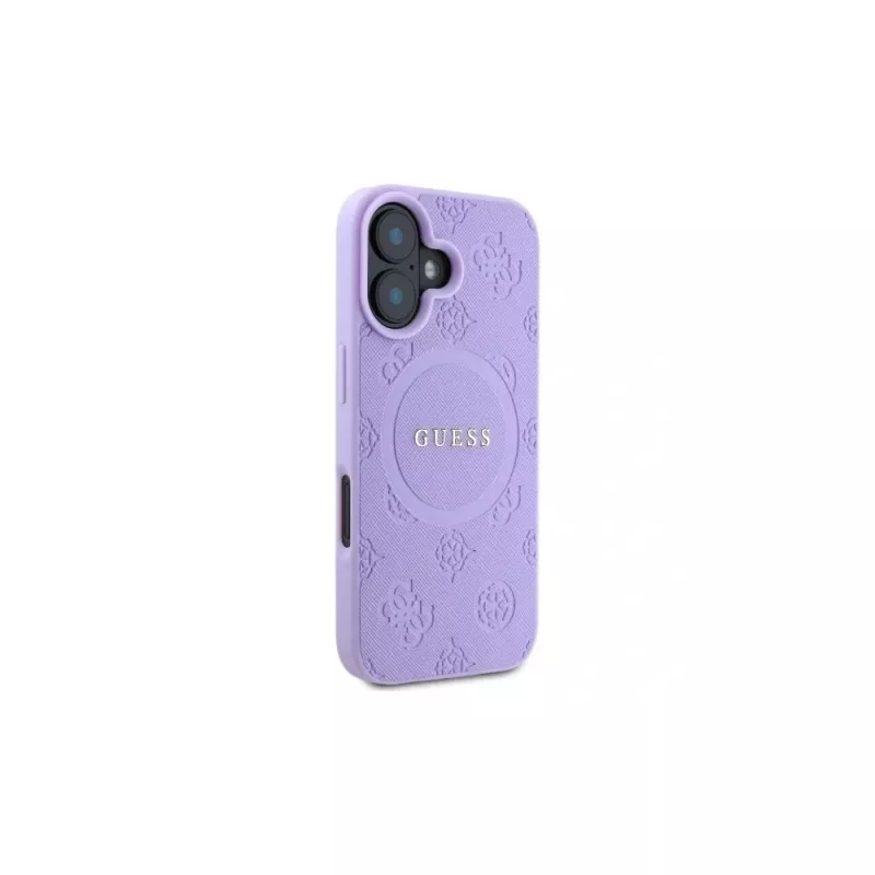 Guess GUHMP16MPSAPSMEU iPhone 16 Plus 6,7 Zoll Lila Hardcase Saffiano Peony Classic Logo MagSafe
