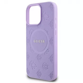 Guess GUHMP16XPSAPSMEU iPhone 16 Pro Max 6,9 Zoll Lila Hardcase Saffiano Peony Classic Logo MagSafe