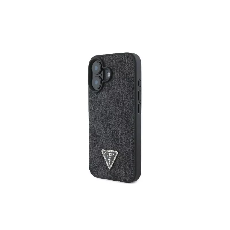 Guess GUHCP16SP4TDSCPK iPhone 16 Hardcase Leder Metall Logo Strass Crossbody Schwarz