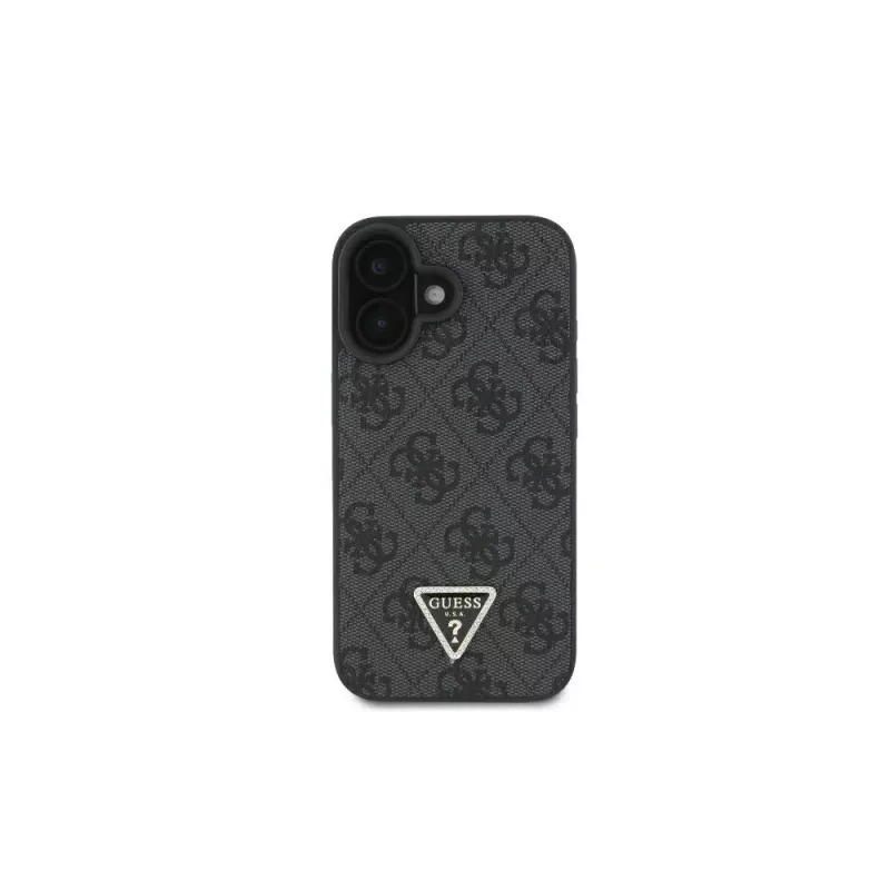 Guess GUHCP16SP4TDSCPK iPhone 16 Hardcase Leder Metall Logo Strass Crossbody Schwarz