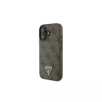 Guess GUHCP16SP4TDSCPW iPhone 16 6.1 Hardcase Leder Metall Logo Strass Crossbody Braun