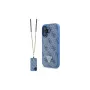 Guess GUHCP16SP4TDSCPB iPhone 16 6.1 Blau Hardcase Leder Metall Logo Strass Crossbody