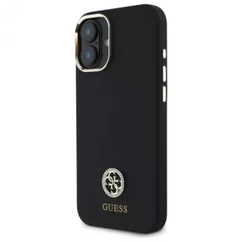 Guess GUHCP16SM4DGPK iPhone 16 6,1 Zoll Schwarz Hardcase Silikon Logo Strass 4G