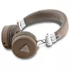 Guess Grained Classic Round Shape Wireless Bluetooth Over-Ear Headphones mit ENC, Braun