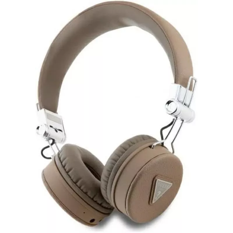 Guess Grained Classic Round Shape Wireless Bluetooth Over-Ear Headphones mit ENC, Braun
