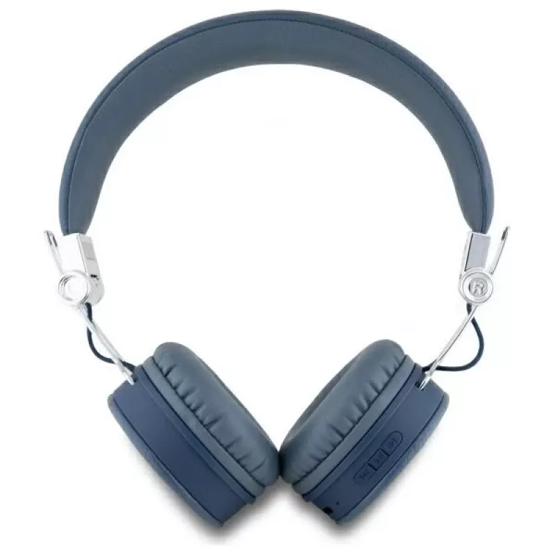 Guess Grained Classic Round Shape Wireless Bluetooth Over-Ear Headphones mit ENC (Blau)