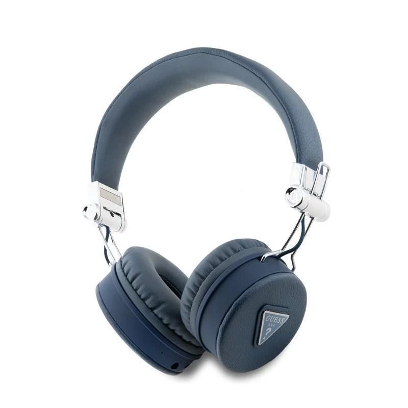 Guess Grained Classic Round Shape Wireless Bluetooth Over-Ear Headphones mit ENC (Blau)