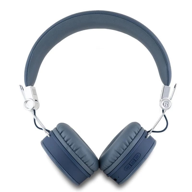 Guess Grained Classic Round Shape Wireless Bluetooth Over-Ear Headphones mit ENC (Blau)