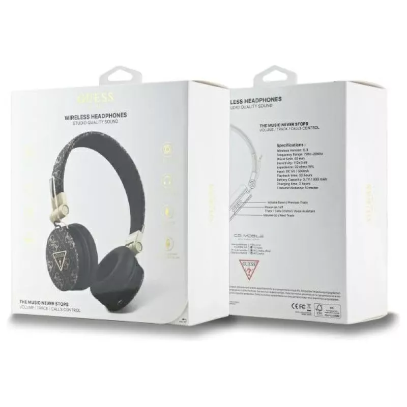 Guess 4G Triangle Round Shape kabellose Kopfhörer, Bluetooth, ENC, Schwarz