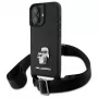 Karl Lagerfeld Saffiano Karl & Choupette Metal Pin CBDY Strap Hard Case für iPhone 16 6.1, Schwarz