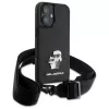 Karl Lagerfeld Saffiano Karl & Choupette Metal Pin CBDY Strap Hard Case für iPhone 16 6.1, Schwarz