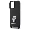Karl Lagerfeld Saffiano Karl & Choupette Metal Pin CBDY Strap Hard Case für iPhone 16 6.1, Schwarz
