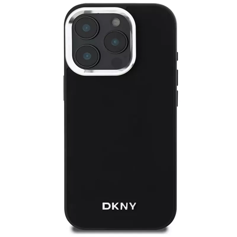 DKNY DKHMP16LPSCMCLK Hardcase für iPhone 16 Pro 6,3 Zoll Schwarz Schlichtes Silber-Logo MagSafe