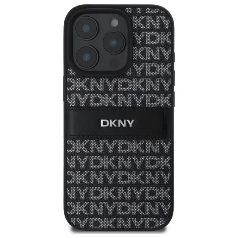 DKNY DKHCP16XPRTHSLK Hard Case für iPhone 16 Pro Max 6,9 Zoll Schwarz mit tonalem Streifen-Texturmuster