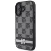 DKNY DKHCP16SPCPTSSK Hard Case für Apple iPhone 16 6,1 Zoll Karomuster & bedruckte Streifen Schwarz
