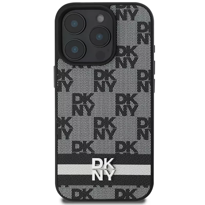 DKNY DKHCP16XPCPTSSK Hard Case für iPhone 16 Pro Max 6,9 Zoll Schwarz Karomuster & bedruckte Streifen