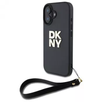 DKNY DKHCP16SPBSWSK Hard Case für Apple iPhone 16 6,1 Zoll Schwarz mit Handschlaufe