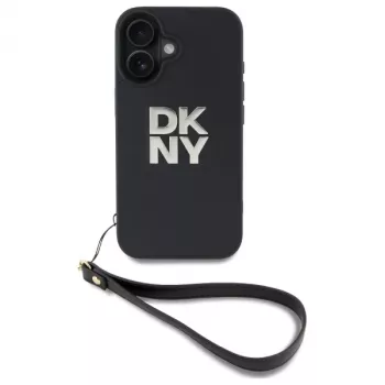 DKNY DKHCP16SPBSWSK Hard Case für Apple iPhone 16 6,1 Zoll Schwarz mit Handschlaufe