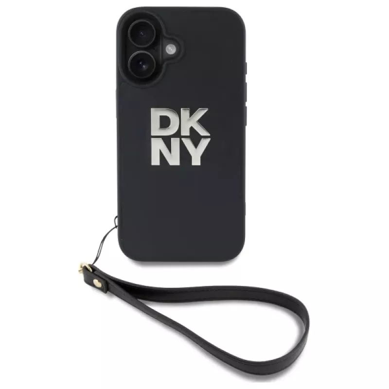 DKNY DKHCP16SPBSWSK Hard Case für Apple iPhone 16 6,1 Zoll Schwarz mit Handschlaufe
