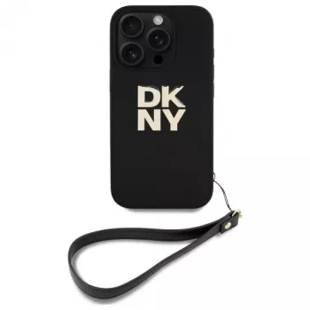 DKNY DKHCP16LPBSWSK iPhone 16 Pro 6,3 Zoll schwarze Hartschale mit Handschlaufe und Stock-Logo