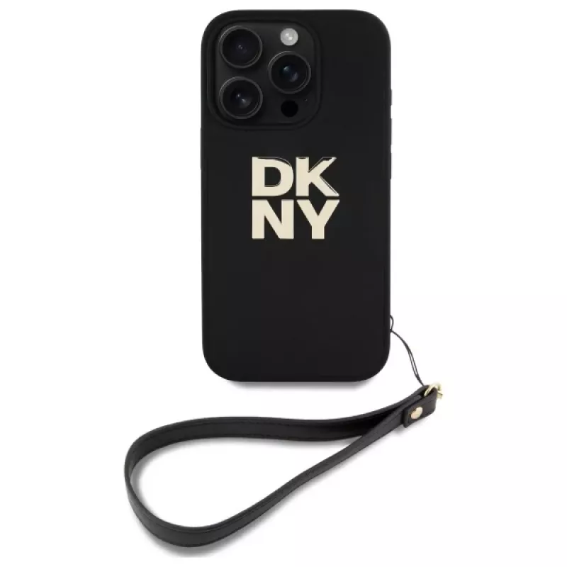 DKNY DKHCP16LPBSWSK iPhone 16 Pro 6,3 Zoll schwarze Hartschale mit Handschlaufe und Stock-Logo