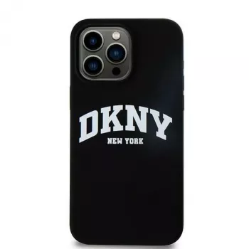 DKNY DKHMP16LSNYACH Hard Case für Apple iPhone 16 Pro 6,3 Zoll Silikon Schwarz mit weißem gedrucktem Logo MagSafe