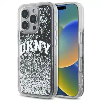 DKNY DKHCP16LLBNAEK iPhone 16 Pro 6,3 Zoll Black Hardcase Liquid Glitter Arch Logo
