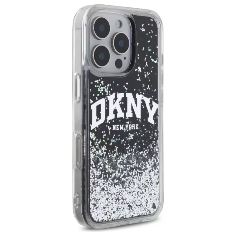 DKNY DKHCP16XLBNAEK iPhone 16 Pro Max 6,9 Zoll Hardcase Liquid Glitter Arch Logo Schwarz