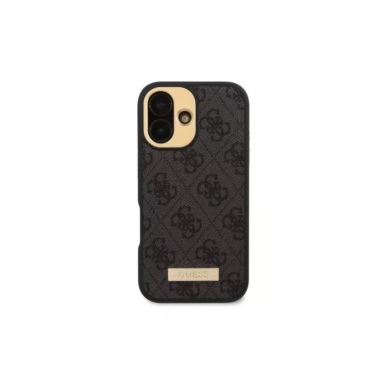 Guess GUHMP16SU4GPRK iPhone 16 6.1 Hardcase 4G Logo Plate MagSafe Schwarz