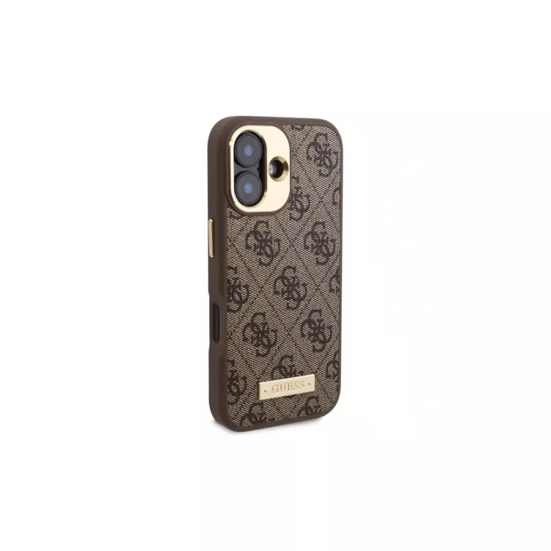 Guess GUHMP16SU4GPRW iPhone 16 6,1 Zoll Braune Hartschale 4G Logo Plate MagSafe