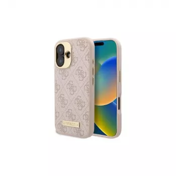 Guess GUHMP16SU4GPRP iPhone 16 6,1 Zoll Pink Hardcase mit 4G-Logo-Platte und MagSafe