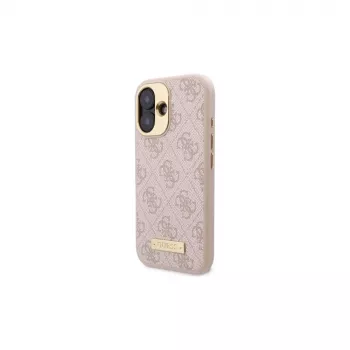 Guess GUHMP16SU4GPRP iPhone 16 6,1 Zoll Pink Hardcase mit 4G-Logo-Platte und MagSafe
