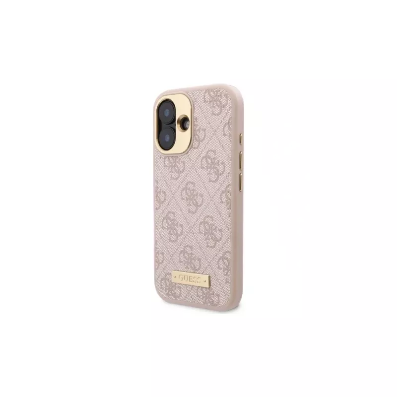 Guess GUHMP16SU4GPRP iPhone 16 6,1 Zoll Pink Hardcase mit 4G-Logo-Platte und MagSafe