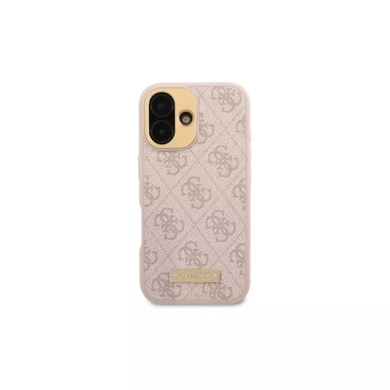 Guess GUHMP16SU4GPRP iPhone 16 6,1 Zoll Pink Hardcase mit 4G-Logo-Platte und MagSafe