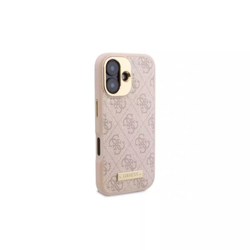 Guess GUHMP16SU4GPRP iPhone 16 6,1 Zoll Pink Hardcase mit 4G-Logo-Platte und MagSafe