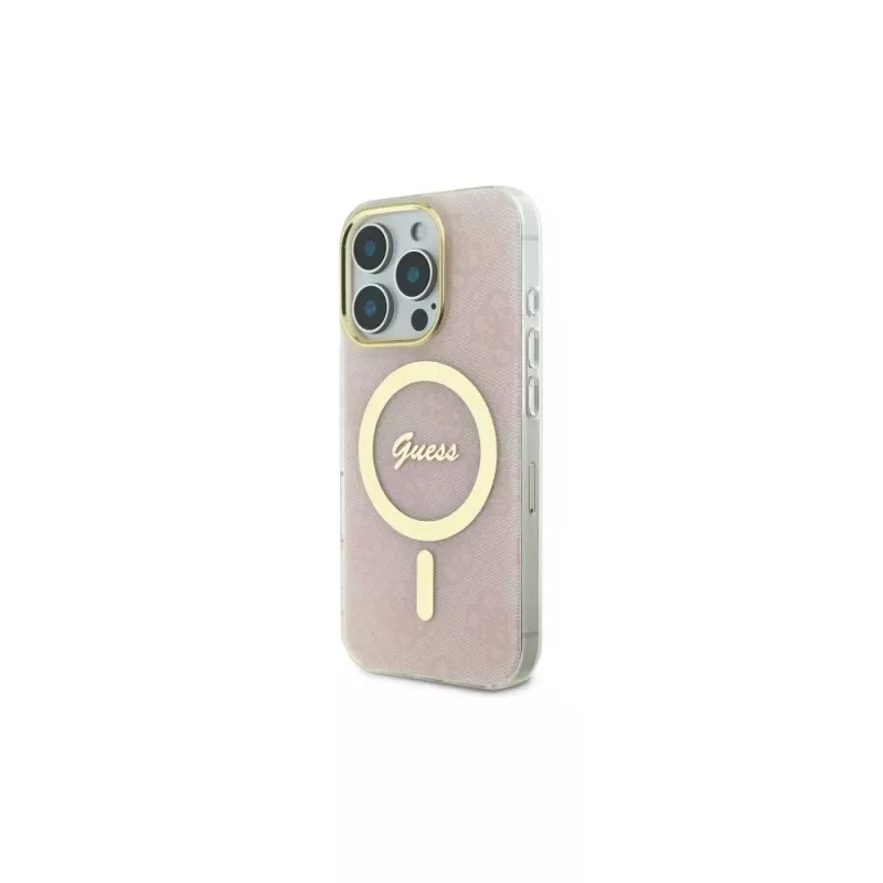 Guess GUHMP16LH4STP Hardcase IML 4G MagSafe für iPhone 16 Pro 6,3 Zoll Pink