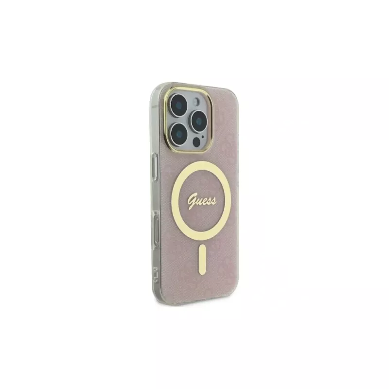 Guess GUHMP16LH4STP Hardcase IML 4G MagSafe für iPhone 16 Pro 6,3 Zoll Pink