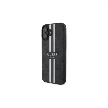 Guess GUHMP16SP4RPSK iPhone 16 6.1-Zoll Hartschale Schwarz 4G Printed Stripes MagSafe