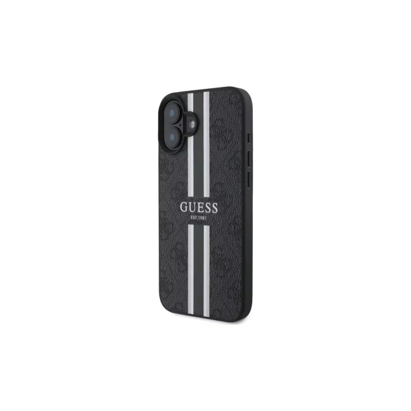 Guess GUHMP16SP4RPSK iPhone 16 6.1-Zoll Hartschale Schwarz 4G Printed Stripes MagSafe