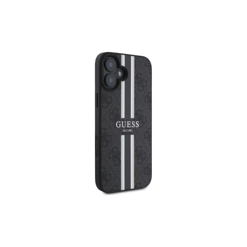 Guess GUHMP16SP4RPSK iPhone 16 6.1-Zoll Hartschale Schwarz 4G Printed Stripes MagSafe
