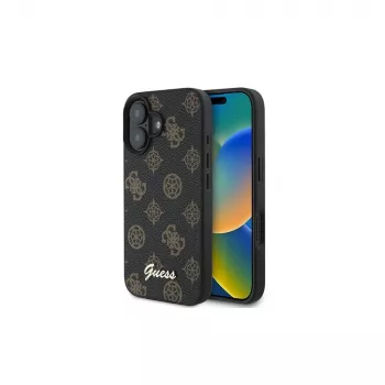 Guess Peony Script MagSafe Case für iPhone 16 Plus (Schwarz)