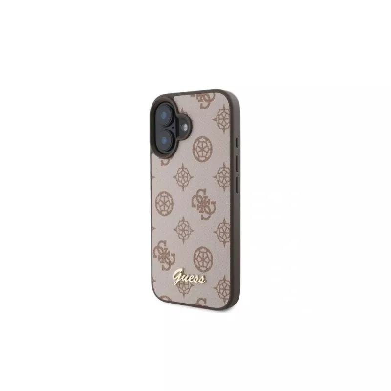Guess Peony Script MagSafe Case für iPhone 16 (Braun)