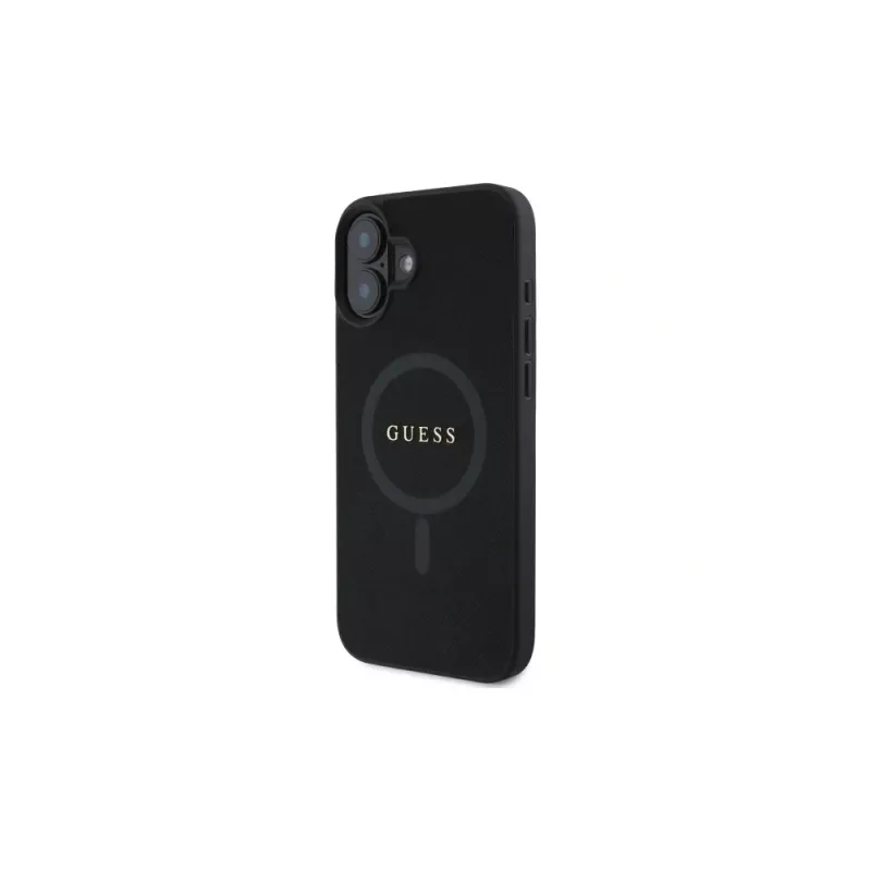 Guess GUHMP16SPSAHMCK Saffiano Classic Logo MagSafe Hard Case für iPhone 16 6,1 Zoll - Schwarz