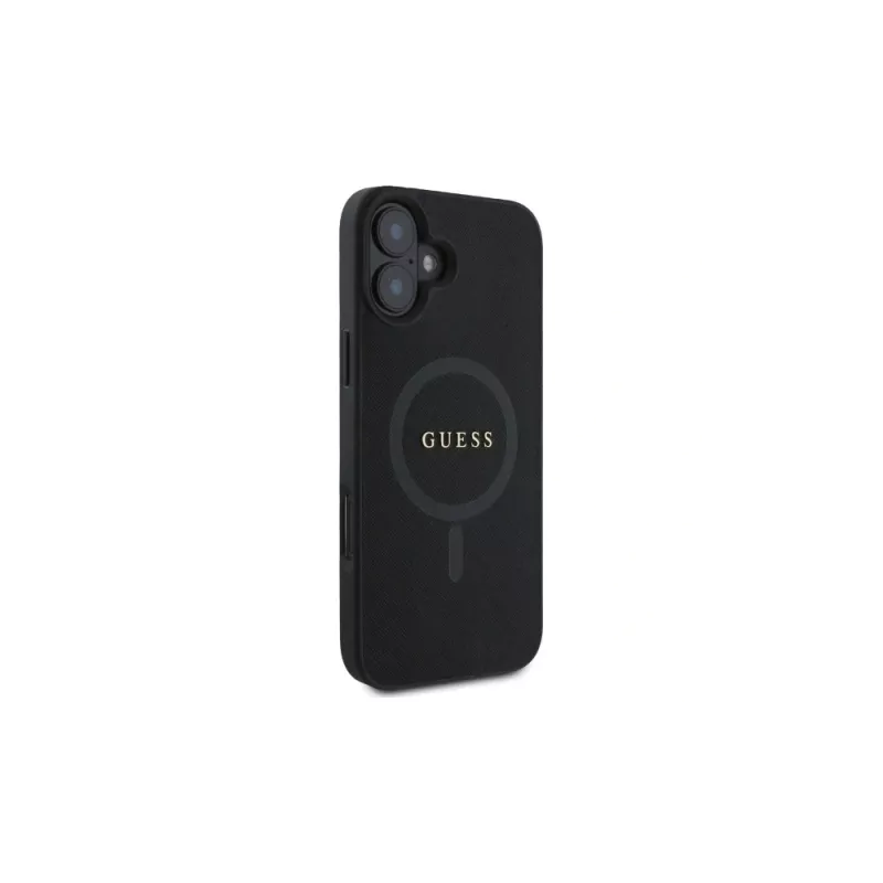 Guess GUHMP16SPSAHMCK Saffiano Classic Logo MagSafe Hard Case für iPhone 16 6,1 Zoll - Schwarz