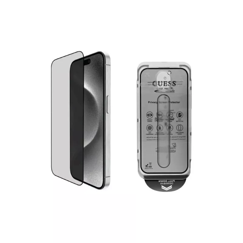 Guess GUTGP16SBOKGCIP iPhone 16 6,1 Zoll Privacy Displayschutz 2.5D Outline - Gehärtetes Glas