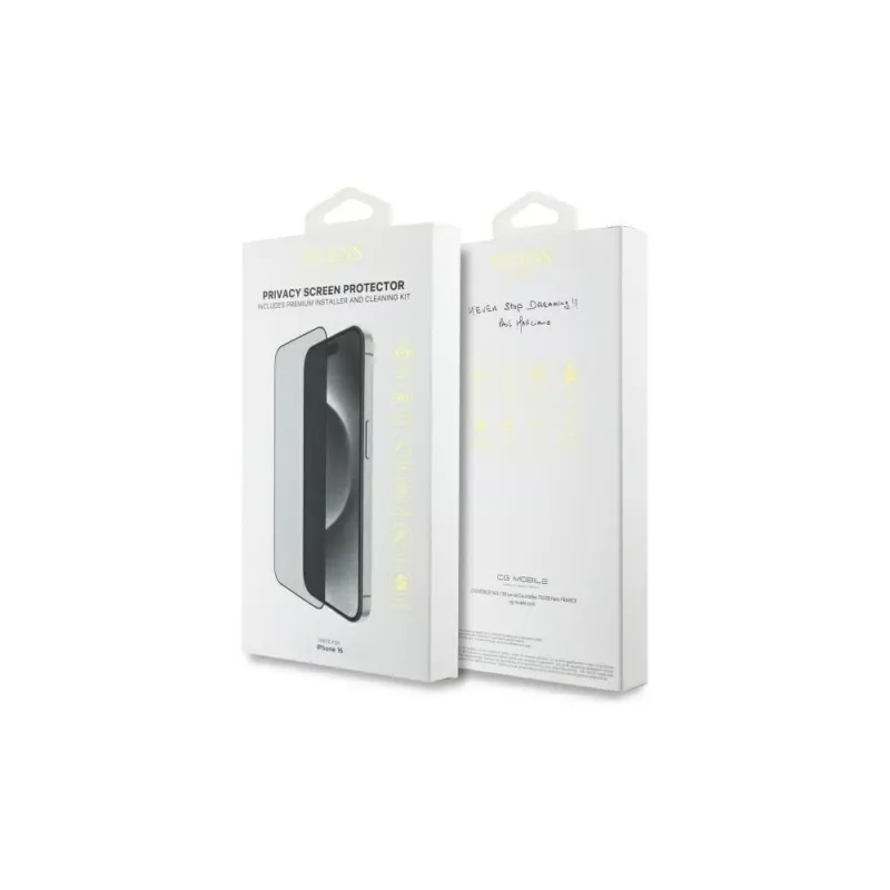 Guess GUTGP16SBOKGCIP iPhone 16 6,1 Zoll Privacy Displayschutz 2.5D Outline - Gehärtetes Glas